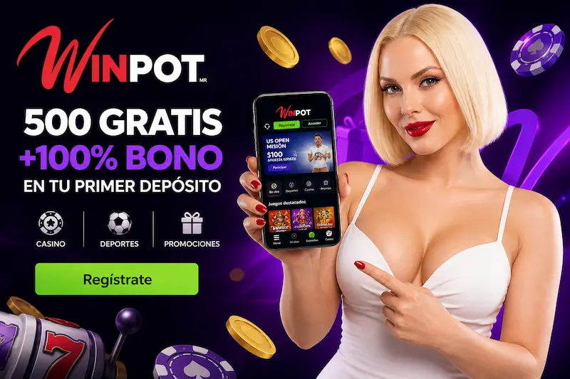 Aplicación móvil de Winpot con acceso a casino y promociones desde smartphone