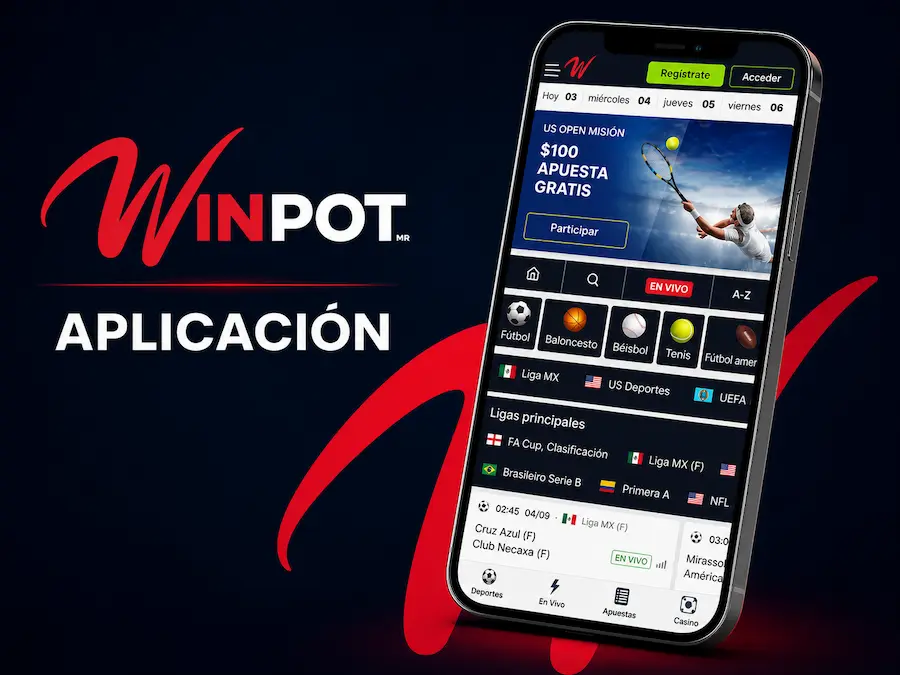 App móvil de Winpot con acceso a casino, apuestas y promociones desde el teléfono